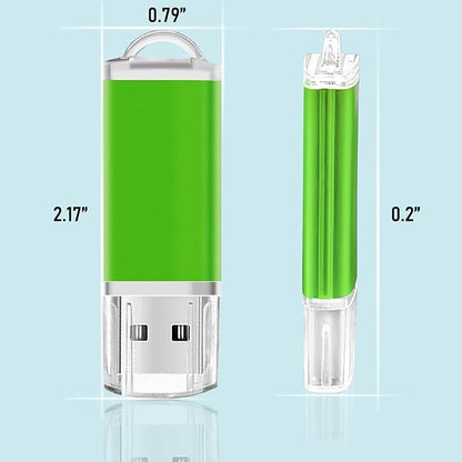 Memorias USB 2GB Flash Drive 50 Pack, USB 2.0 Thumb Drives Bulk Memory Sticks 2GB Fat USB Flash Drives Bulk Jump Drives Multipack Pack of 50 with Lanyard(Green 50 Packs 2 GB)