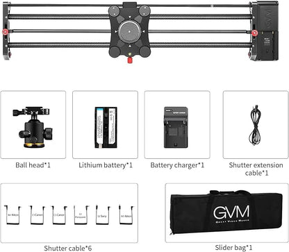 GVM Motorized Camera Slider,31" Wireless Carbon Fiber Dolly Rail Camera Slider with APP Control, Motorized Time Lapse and Video Shot Follow Focus Shot and 120 Degree Panoramic Shooting