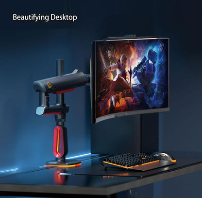 NB Extra Height Gaming Monitor Arm for 32 to 60 Inches Screen, Load up to 20 kg, VESA 75/100, RGB-Light, Heavy Duty, Multi Angle Adjustable, Premium Aluminum, Long Arm Extension Red