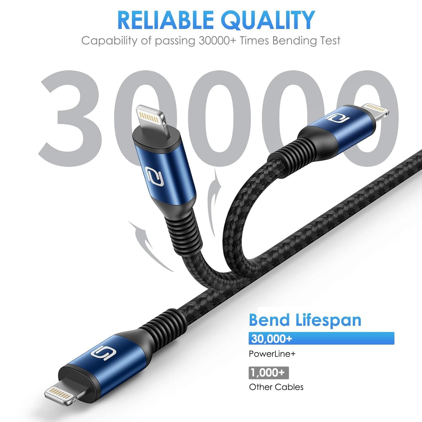 USB to Lightning Cable, Long iPhone Charger Fast Charging Cord 10FT, 3 Pack