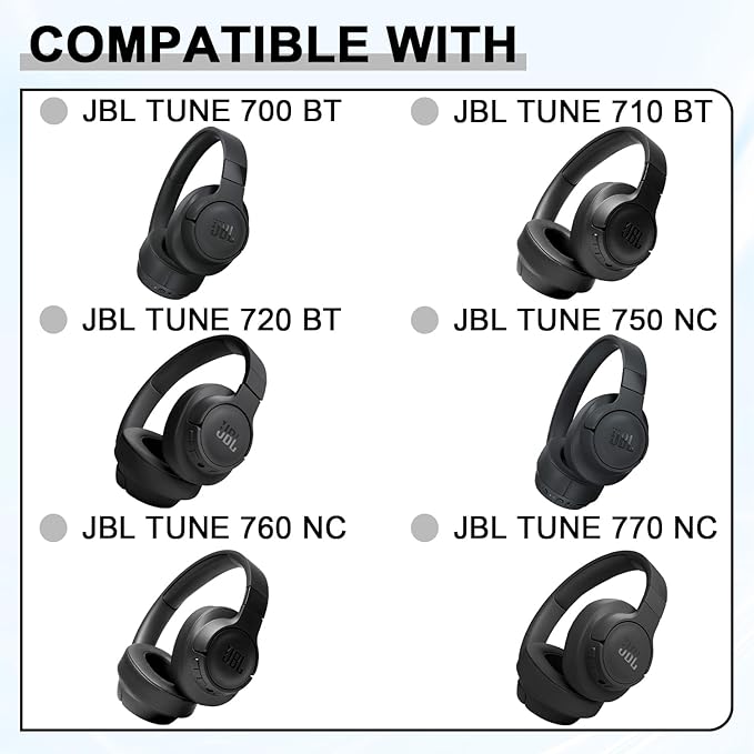 Replacement Ear Pads for JBL Tune 700(700BT)/710(710BT)/720(720BT)/750(750BT,750BTNC)/760(760NC)/770(770NC) Headphones, Headset Ear Cushions, Headset Earpads, Ear Cups Cover-Black