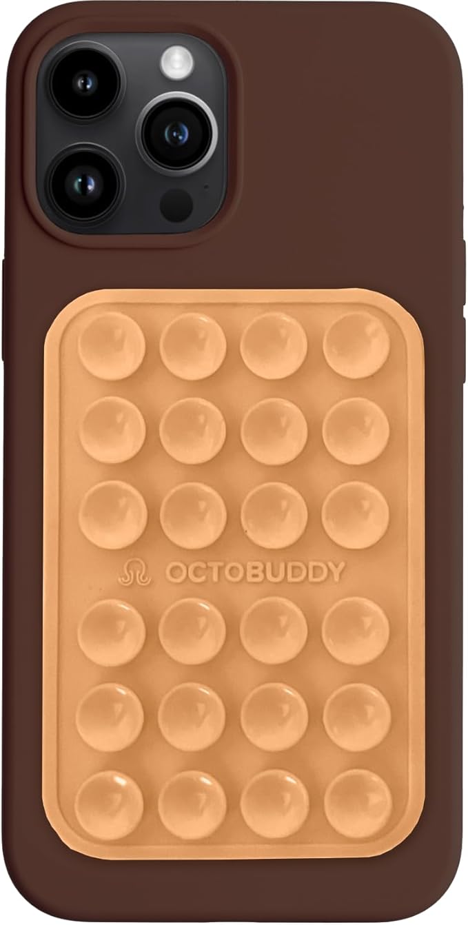 OCTOBUDDY Classic MAX - Silicone Suction Phone Case Adhesive Mount - Hands-Free, Strong Grip Holder for Selfies and Videos - iPhone and Android Compatible - 2.6″ x 3.9″