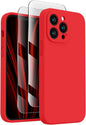FireNova Designed for iPhone 13 Pro Case, Silicone Upgraded [Camera Protection] Phone Case with [2 Screen Protectors], Soft Anti-Scratch Microfiber Lining Inside, 6.1 inch, Red