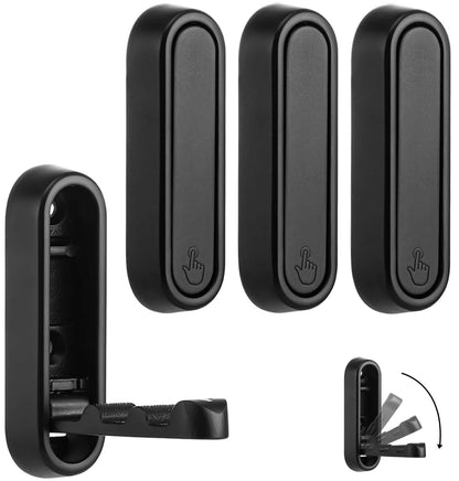 YipuVR 4PCS Gold Foldable Wall Hooks, Metal Folding Hooks Wall Mount, Easy Installation, Suitable for Bathroom Kitchen, Flip Down Hook for Wal l Hanging Coat, Bag, Towel, Key, Hat (Black)