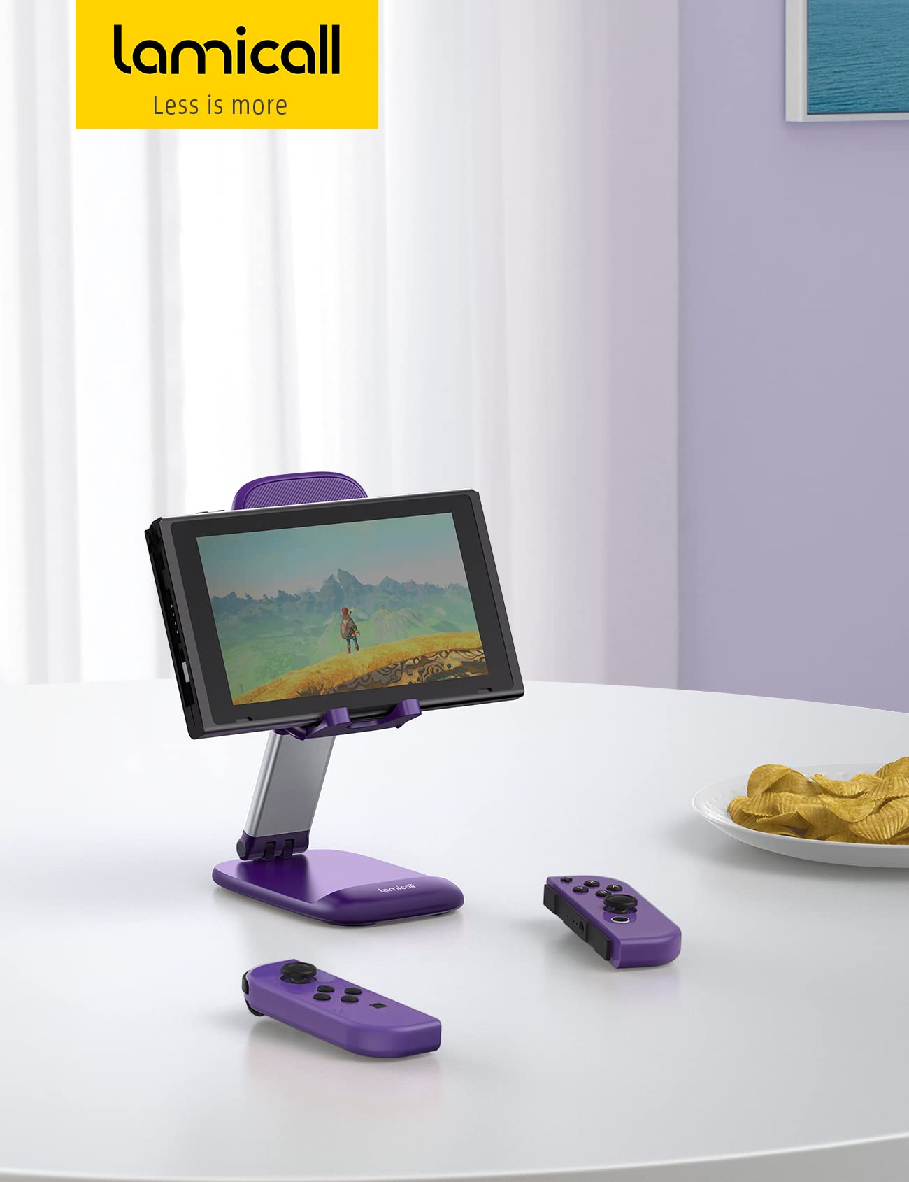 Lamicall Purple Phone Holder for Desk - Dark Purple Cellphone Stand Desk Accessories Desktop Office Must Have, Gifts for iPhone 17 16 15 14 13 Pro Max Mini, 12 11 X Plus SE, 4-8'' Telephone Stand
