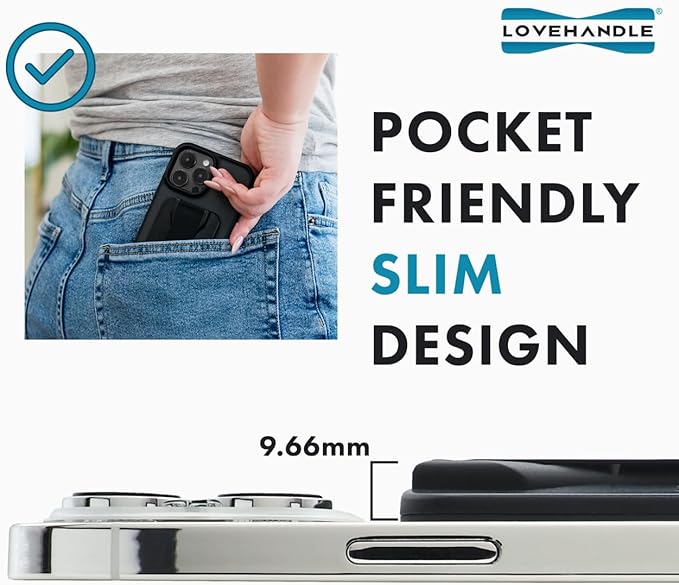 LoveHandle PRO MagSafe Compatible Magnetic Phone Grip w/Kickstand - Mount, Strap and Stand for Smartphone and Tablet - MagSafe Ring Included - Fits All Devices - Bubblegum Pink Glow