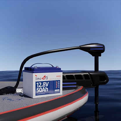 12V 50Ah TM LiFePO4 Battery with Low-temp Protection, 15000+ Cycles Battery with Grade A Cells, Built-in 50A BMS, Deep Cycle Lithium Battery Perfect for Trolling Motor, Kayak, RV,Camping