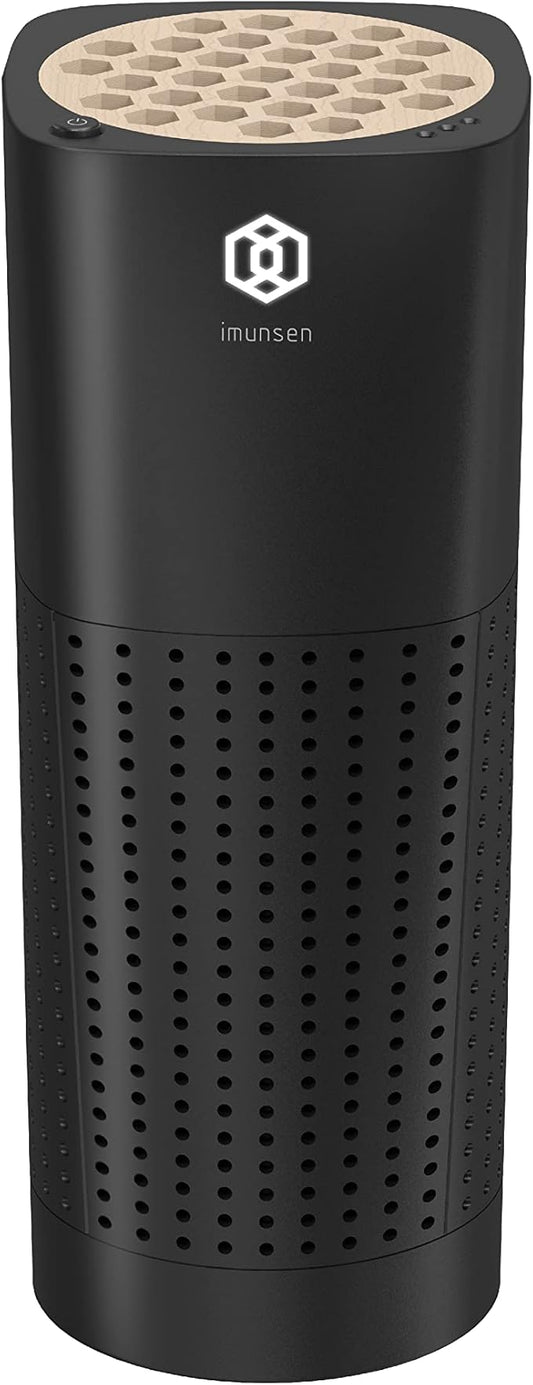 IMUNSEN M-003B True HEPA 13 Filter Air Purifier for Car, Desk, and Office with Carbon Deodorization Filter, 4-Stage Filtration, Smoke, Odors, Allergens, USB Port 5V, Made in Korea - Black