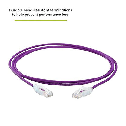 TRUECABLE Cat6 Component Rated Patch Cable, Unshielded (U/UTP), 7ft, Purple, 28AWG Solid Copper, Snagless 10G High-Speed Ethernet Cable, PoE++ 4PPoE 100W, UL Listed, RoHS-3, 5 Pack