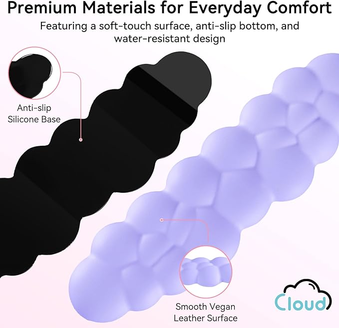 Sushret Cloud Wrist Rest for Computer Keyboard and Mouse Pad Set, Purple