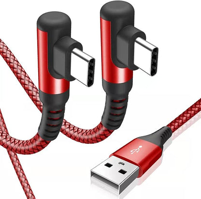 sweguard USB Type C Charger Cable Right Angle [2-Pack,6.6FT] iPhone 16 Charger Nylon Braided Cord for iPhone 15 16 Pro Max Samsung Galaxy S25 S24 S23 S22 S21 S20 S10 S9 Note A15 A55 Flip Pixel LG Moto
