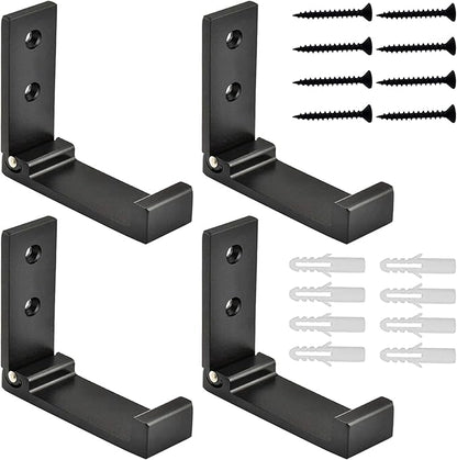 Folding Coat Hooks, Foldable Wall Hooks for Hanging Aluminum Alloy Cloth Hanger Coat Hanger Headphones Holder Headset Wall Hanger Hook- Pack of 4