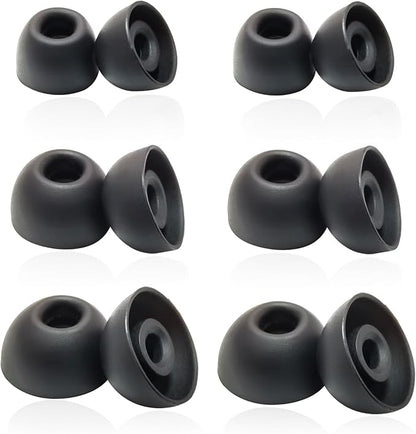 Replacement Earbuds Tips Silicone Universal for 4.0mm-6.0mm Nozzle in-Ear Rubber Ear Tips Fit True Wireless Earbuds 6 Pairs LMS Black