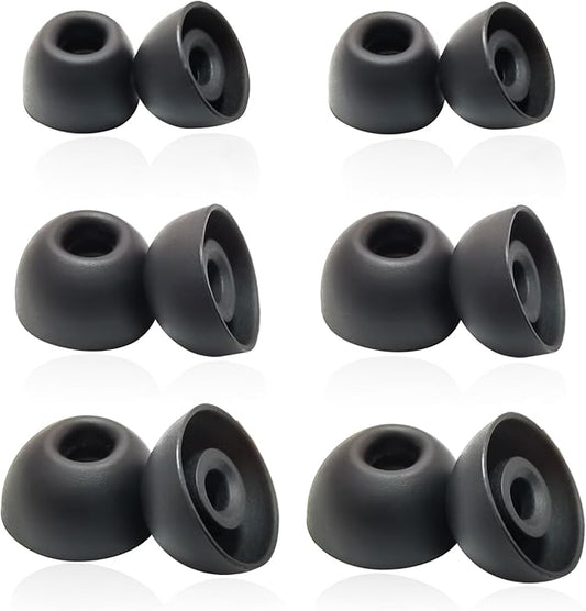 Replacement Earbuds Tips Silicone Universal for 4.0mm-6.0mm Nozzle in-Ear Rubber Ear Tips Fit True Wireless Earbuds 6 Pairs LMS Black