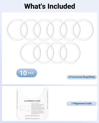 for Magsafe Ring 10PCS-Ultra Thin(0.4mm)-Universal Metal Rings Sticker Compatible with iPhone 15 Pro Max,15 Pro,15/14/13/12 Series,Samsung Galaxy,Google Pixel Series - White