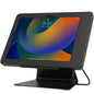 CTA Digital Desktop Anti-Theft Stand – Kiosk Stand with Stylus, Tether, and Aluminum Enclosure for iPad 11th Gen A16 11” - 10th Gen 10.9” - Air 4th & 5th Gen - 11” Pro & More - Black (PAD-DASB109)