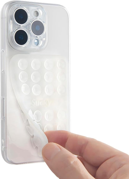 SUCKY Double Sided Suction Phone Octo Cup Buddy Mount - Anti-Slip Holder, Hands-Free Phone Accessory for iPhone and Android - Sticky Grip for Selfies, Videos - Clear