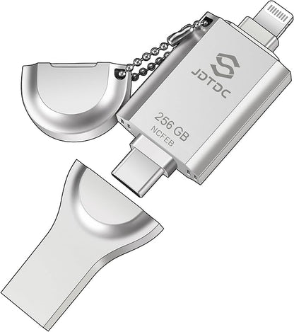 MFi Certified 256GB 3-in-1 Photo-Stick-for-iPhone-USB-Flash-Drive Photo-Storage-Stick-iPhone-Thumb-Drive External-Storage-Mobile-for-Android iPad Type-C Flash Drive Photo-Stick for iPhone 16/15/14