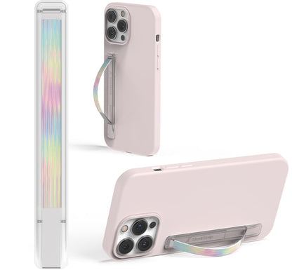 SleekStrip SleekGrip-Essential Ultra Thin Phone Grip Stand,Slim Metal Finger Loop Ring Hand Holder Strap Cell Phone Grips for iPhone 16 Pro Max,17 Air,Android,Case Back - Frosted x Iridescence