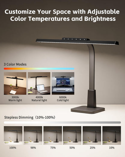 Desk Lamp with Stable Base, 1600LM Computer Desk Light with Timer Function