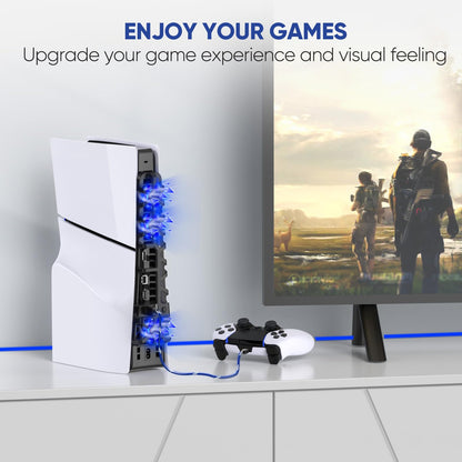 Cooling Fan for PS5 Slim with LED Light,Adjustable 3 Speed,USB 3.0 Port