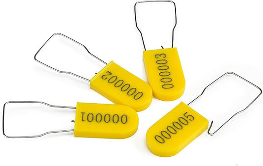 LeadSeals 500PCS Plastic Padlock Security Seals Metal Wire Padlocks Electric Meter Seal Disposable Anti-Tamper Lock Numbered Anti Tamper Tag Hasps Yellow
