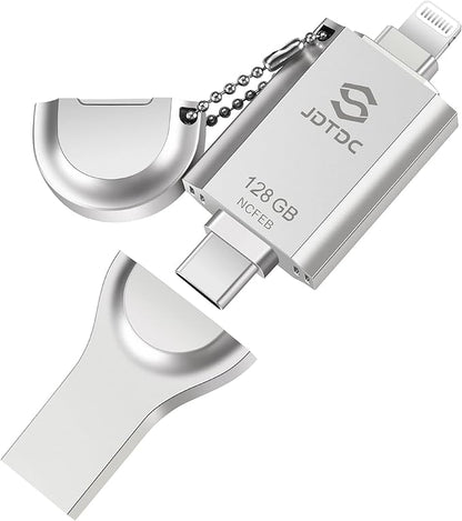 iPhone-Flash-Drive Genuine Apple MFi Certified 128GB Photo-Stick-iPhone-Memory 16/15/14 Photo-Storage-Stick External-Storage-Thumb-Drive Apple-Photo-Transfer-Device Phone-Storage-Saver-iPad-USB-Drive