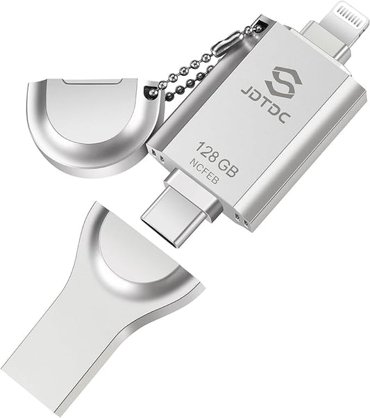 iPhone-Flash-Drive Genuine Apple MFi Certified 128GB Photo-Stick-iPhone-Memory 16/15/14 Photo-Storage-Stick External-Storage-Thumb-Drive Apple-Photo-Transfer-Device Phone-Storage-Saver-iPad-USB-Drive
