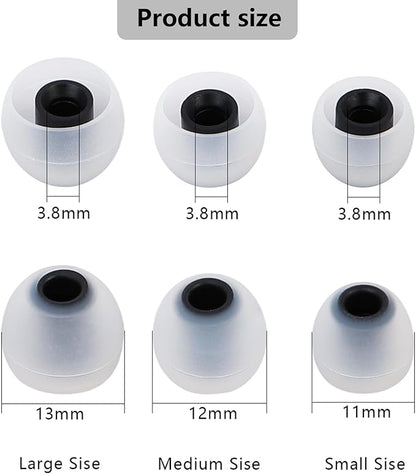 Silicone Replacement Earbud Tips Earbud Covers Fit for in-Ear Headphones (Inner Hole 3.8mm -5.1mm) Earbud Replacement Tips Earbud Rubber Tips 9 Pairs S/M/L, transparent/Black