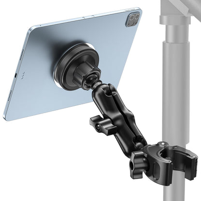 OHLPRO Magnetic Tablet Holder for Mic Stand,360° Adjustable Microphone Music Stand Phone Holder Mount,Tablet Mount Clamp for Peloton Bike,Treadmill, Stroller, Cabinet, Fits MagSafe, 5–13" Devices