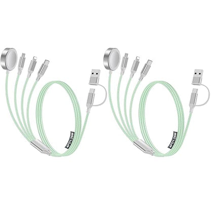 2 Pack Charging Cable for Apple Watch Charger/Samsung/iPhone Charger,Car/Office/Camping/Travel Essentials,Type C Cable Cord for iWatch Ultra/10-2/iPhone 16-11/Samsung S25-S20,iPad,airPods-Green