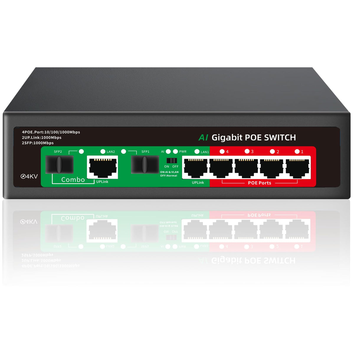 STEAMEMO 5 Port PoE+ Switch | Easy Smart Managed Ethernet Switch | Support VLAN, QoS | 52W Total PoE Budget | Fanless Metal | Plug & Play (Desktop/Wall Mount)