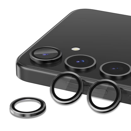 Avocase for Samsung Galaxy S25 Plus Camera Lens Protector, Individual Metal Ring Tempered Glass Lens Cover, [Strong Adsorption] Scratch Resistant Ultra-Thin HD Clear Lens Cover, 1 Set-Black