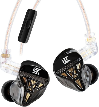 Kinboofi IEM Headphone with Mic, KZ DQS HiFi Dynamic Drivers Earphone Earbuds Bass 2pin 3.5mm Sports Music Game Headphone (Black, with Mic)……