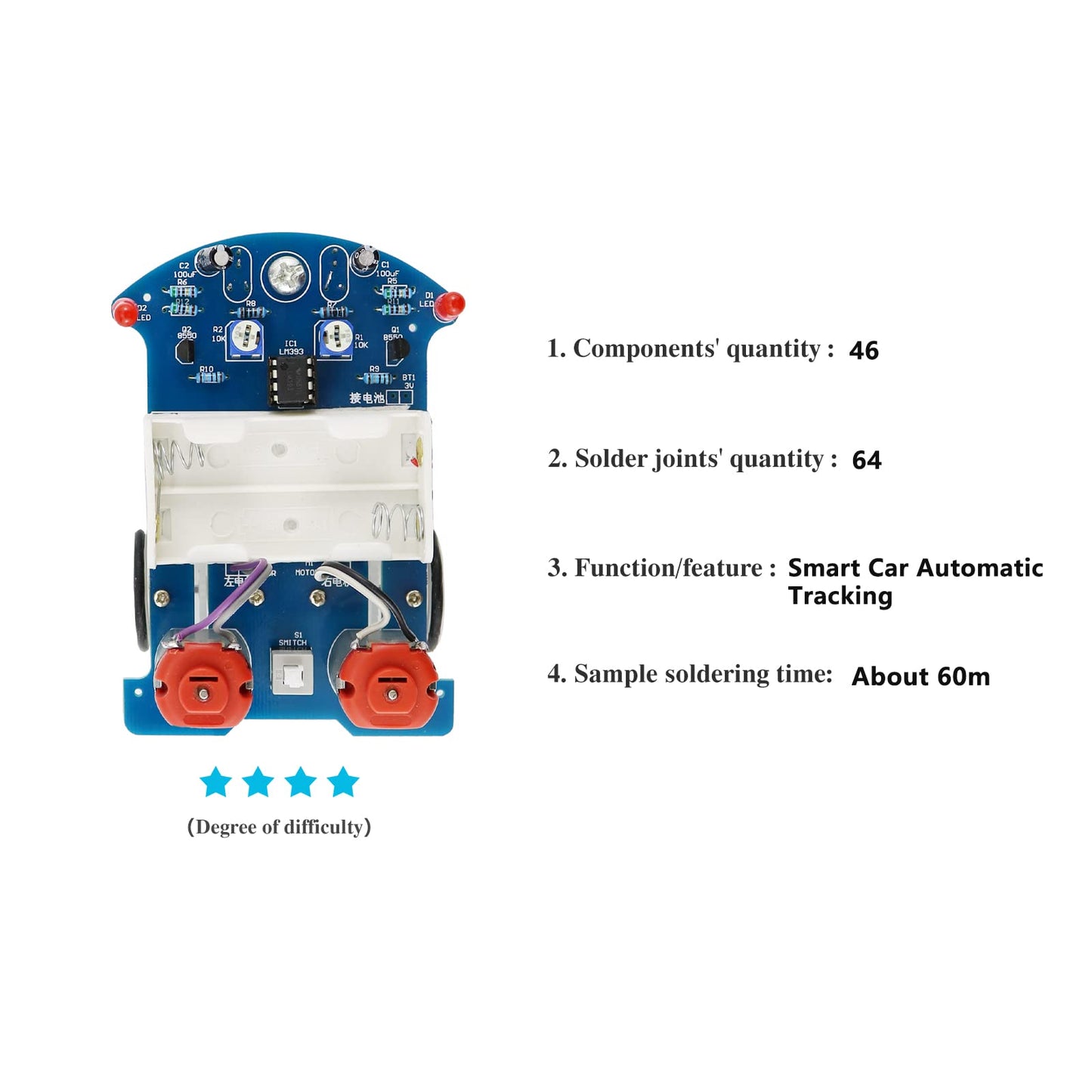 Yidab Soldering Practice Kit DIY D2-5 Tracking Car Plug-in Circuit Kit Learn Soldering Kit for Beginners