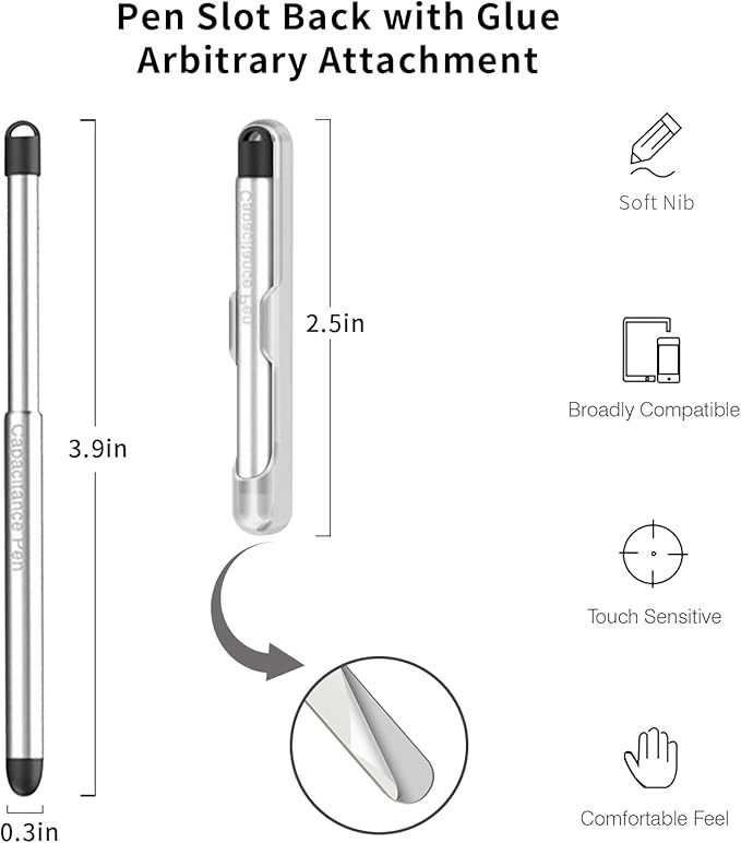 Stylus Pens with Pen Slot for Touch Screens, High Precision Capacitive Universal Stylus for iPad iPhone Tablets Samsung Galaxy All Touch Screen Devices (Transparency)