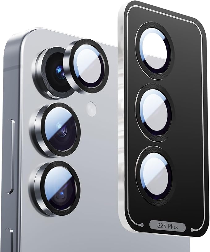X-it Camera Lens Protector for Samsung S25 Plus, 9H Tempered Glass, Independent Metal Aluminum Edge Original Protection Design, Suitable for Phone Case, Anti-scratch, Anti-reflective,Blue