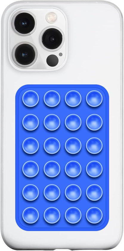 Silicone Suction Phone Case Mount, Silicon Adhesive Phone Accessory for Smartphones, Hands-Free Mirror Shower Phone Holder for Selfies, Tiktok Videos (Dark Blue)