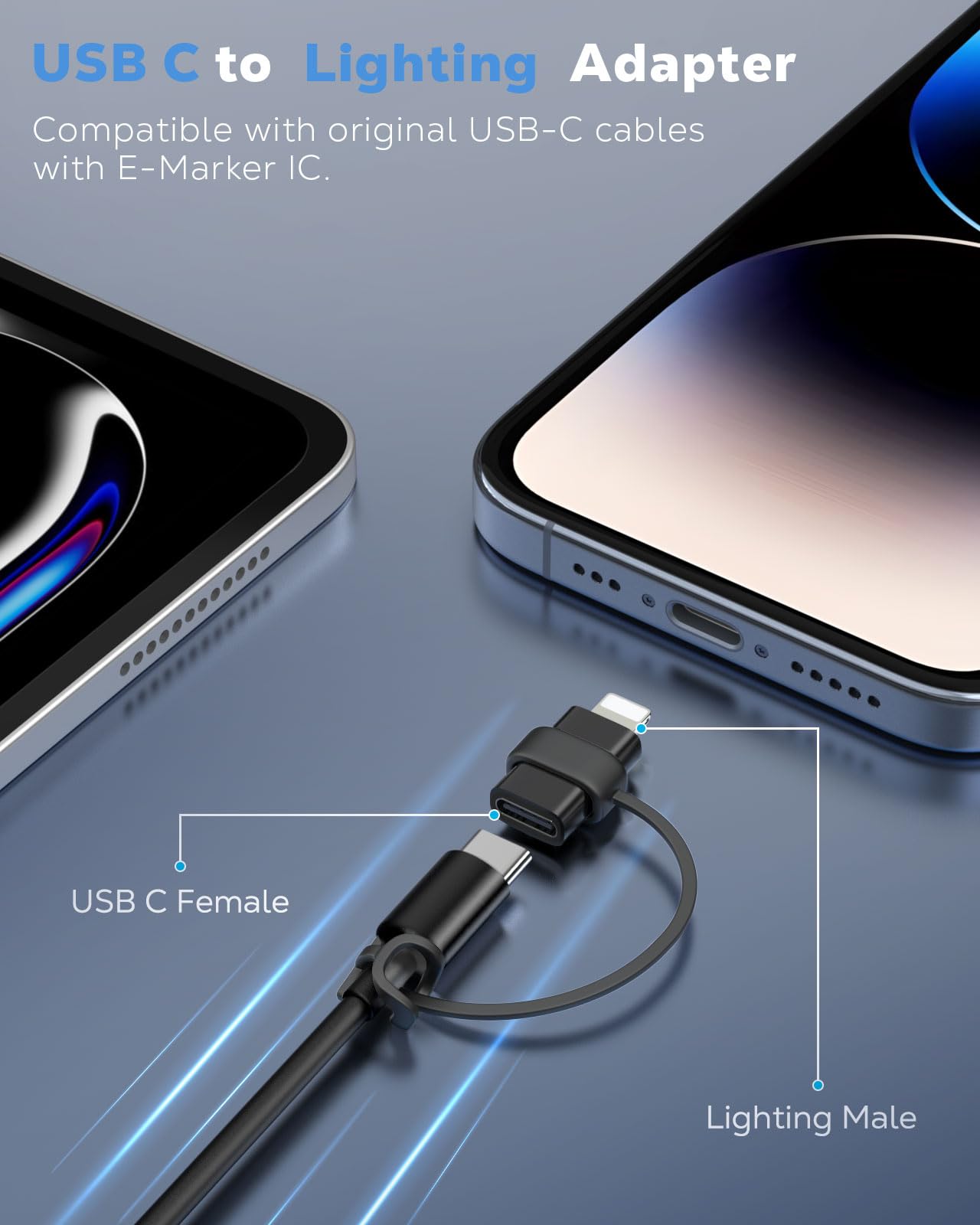 MoKo USB C to Lightning Adapter for iPhone 14/13/12, 2 Pack