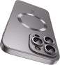 Magnetic for iPhone 16 Pro Max Case [Compatible with MagSafe][Built-in Camera Lens Protector] Slim Soft Silicone Bumper Shockproof Metallic Phone Shell (Titanium Gray)