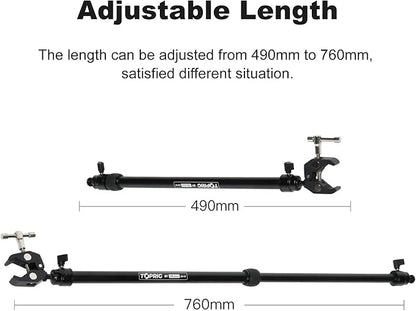 Accsoon Camera Slider Support Arm(2 Arms in), Adjustable Tripod Stability Arm for Increasing Stability in Aluminum Alloy Extendable Pole for Slider Rail Track with C Clamp and Ballhead
