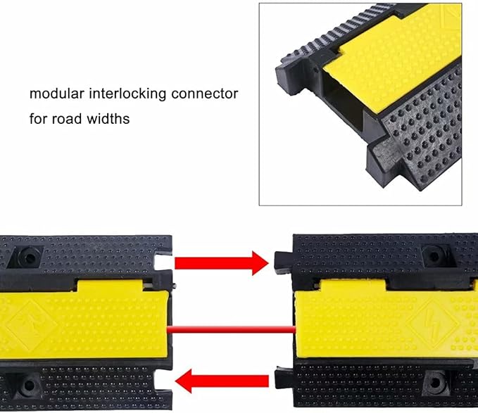 YONSHENG Rubber Cable Ramp Cord Cover Cable Protector Ramps Wire Hose Protective 1 Channel 22000Lbs Load Capacity Traffic Speed Bump for Asphalt Concrete Gravel Driveway Indoor Outdoor, 5 Pack