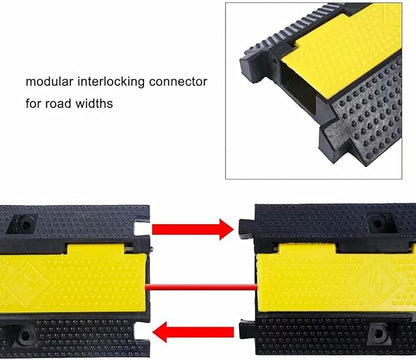 YONSHENG Rubber Cable Ramp Cord Cover Cable Protector Ramps Wire Hose Protective 1 Channel 22000Lbs Load Capacity Traffic Speed Bump for Asphalt Concrete Gravel Driveway Indoor Outdoor, 5 Pack