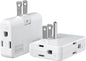 2-Prong/3-Prong Swivel Adapter, Polarized Grounding Converter with Flat Wall Plug, Fireproof 3-Outlet for Home Use (2 Pack)