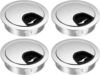 uxcell Cable Hole Cover, 2Inch/50mm Zinc Alloy Desk Wire Cord Cable Grommets Hole Cover for Office PC Desk Cable Cord Organizer, 4Pcs Bright Silver