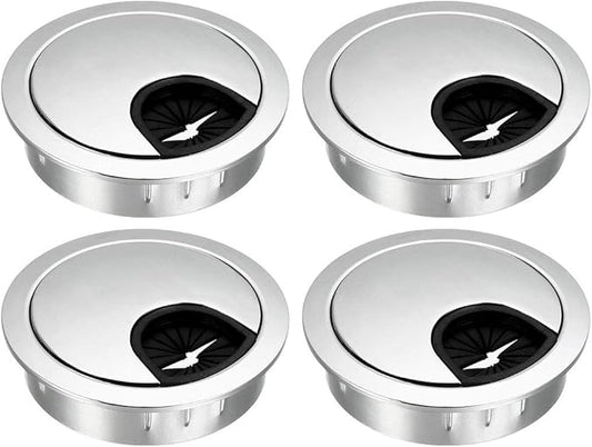 uxcell Cable Hole Cover, 2Inch/50mm Zinc Alloy Desk Wire Cord Cable Grommets Hole Cover for Office PC Desk Cable Cord Organizer, 4Pcs Bright Silver