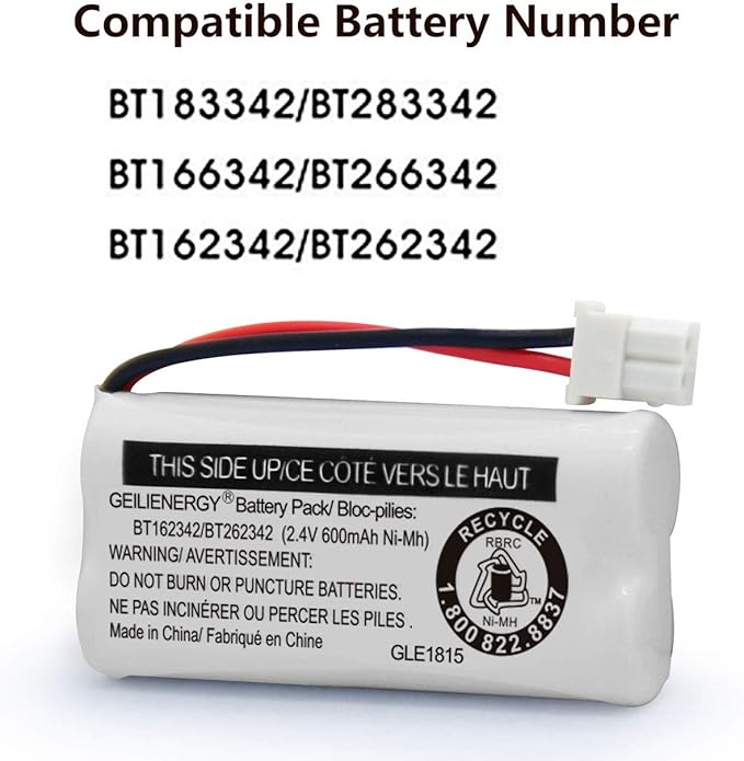 GEILIENERGY BT183342 BT283342 BT166342 BT266342 BT162342 BT262342 Battery Compatible with CS6114 CS6419 CS6719 CS6919 EL52300 CL80111 Cordless Handset Phone (Pack of 4)