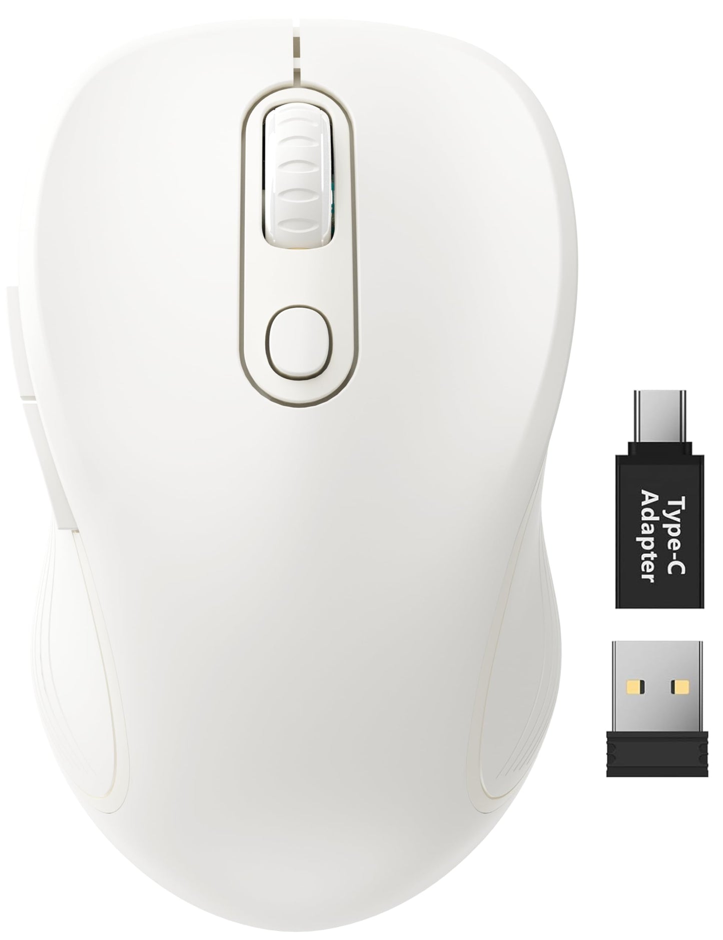Trueque Wireless Mouse for Laptop, Ergonomic 6-Button Mouse, Pure White