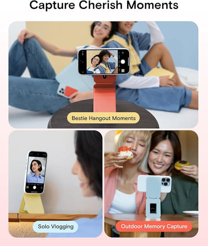 MOFT Phone Tripod Stand Selfie Stick for iPhone, Multi-Angles iPhone Stand, Lightweight & Portable Phone Holder, Strong Magnets, MOVAS Vegan Leather, Travel Essentials, Sunset (Without Card Slot)