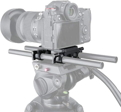 NICEYRIG Tripod Mounting Plate with 15mm Rod Clamp Railblock for Rod Support/DSLR Rig Cage